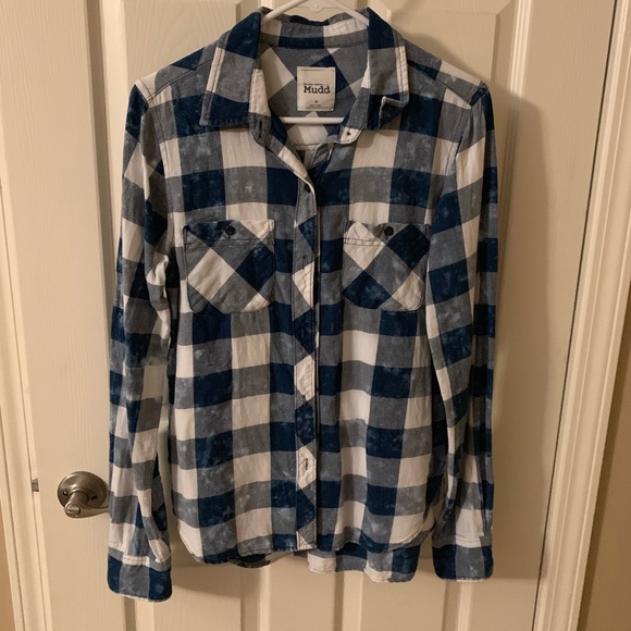 Blue and white plaid, light weight top - Picture 1 of 1